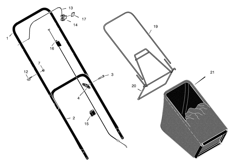 Handle And Bag Assembly Diagram and Parts List for 204210X8C 2004 Briggs and Stratton Lawn Mower